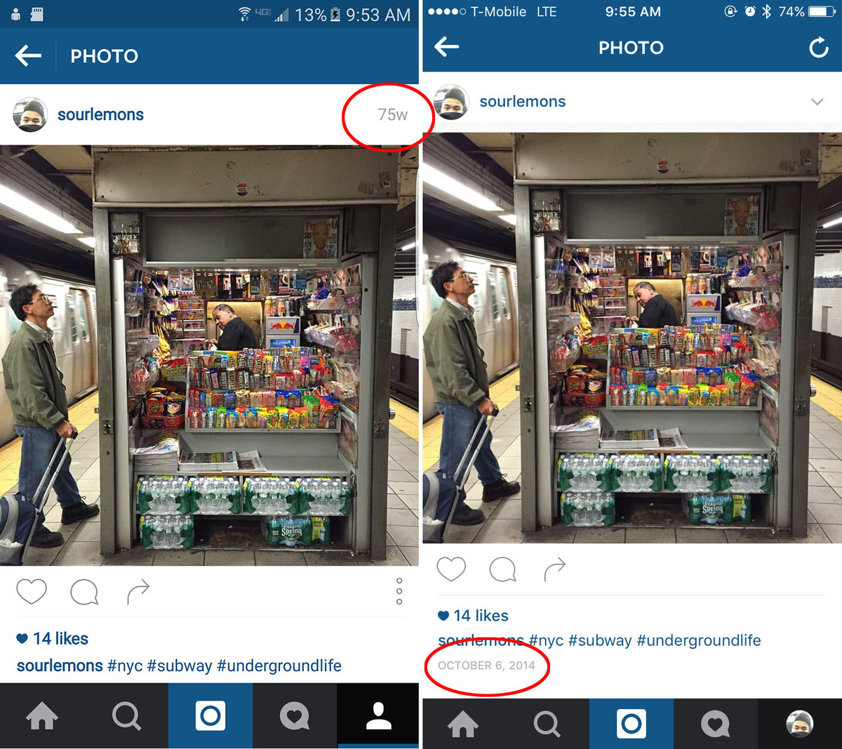 datas no Instagram