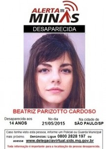 Cartaz divulgado pela polícia que procura Beatriz Parizotto (Foto: Divulgação)