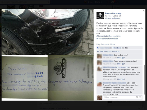 Estudante de direito bateu no veículo quando saía de prédio onde mora, em João Pessoa (Foto: Reprodução/Facebook)