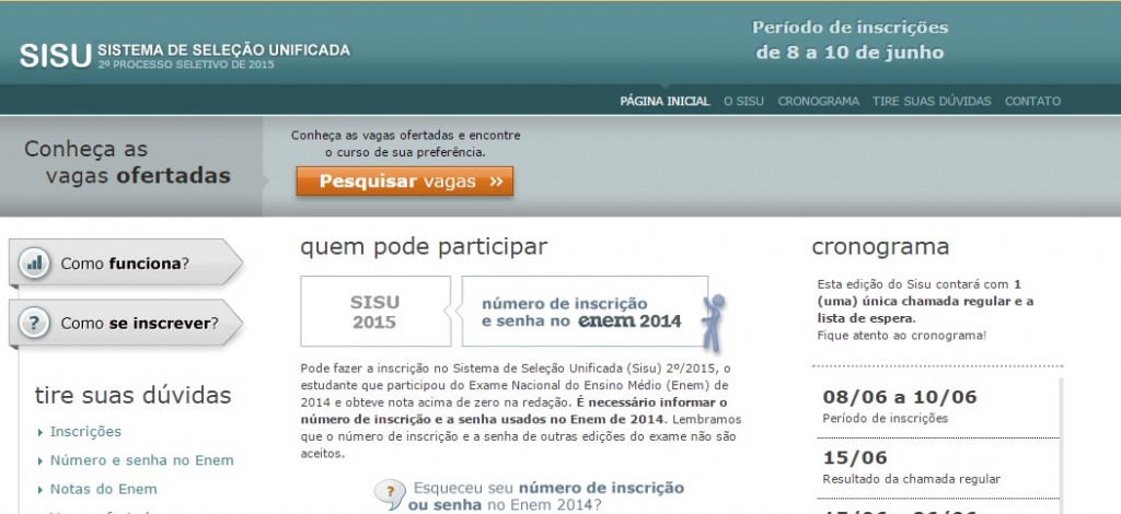 Vagas podem ser conferidas no site do Sisu (Foto: Reprodução)