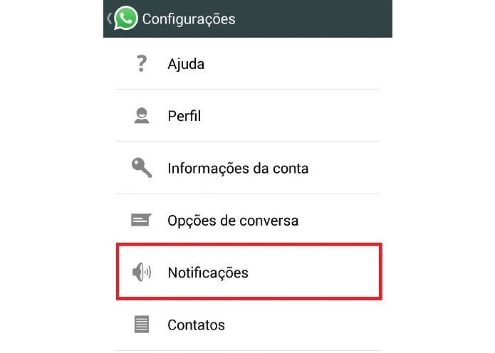 Atalho para as configurações de notificações do WhatsApp (Foto: Reprodução/Lívia Dâmaso) 