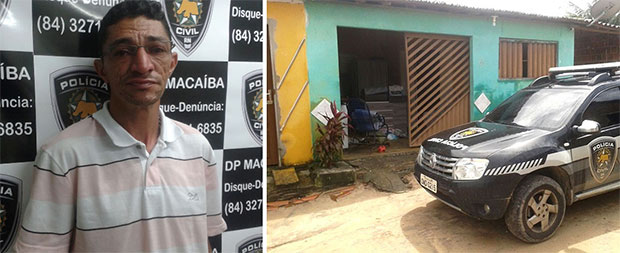 Em Macaíba, policiais civis fazem buscas na residência do suspeito de ser o mentor da chacina (Foto: Felipe Gibson)