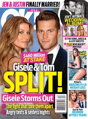 Gisele Bündchen e Tom Brady na capa da OK! (Foto: Reprodução)