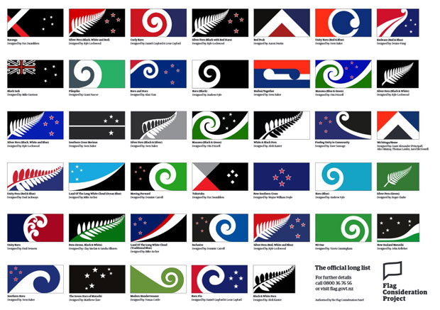 Os modelos finalistas para concurso que vai eleger a nova bandeira da Nova Zelândia (Foto: Reprodução/NZ Government)