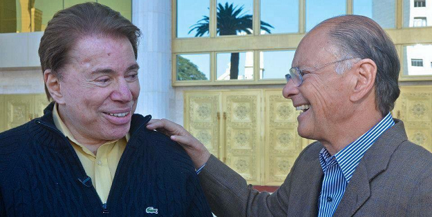 Silvio Santos e Edir Macedo durante encontro no Templo de Salomão, da Igreja Universal