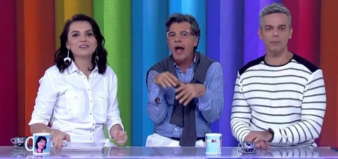 Monica Iozzi, Téo Pereira (Paulo Betti) e Otaviano Costa no Vídeo Show desta sexta (6) 