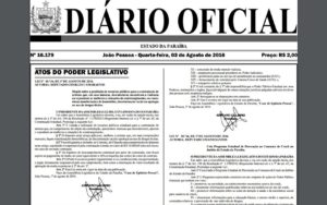 Lei foi publicada no Diário Oficial da Paraíba do dia 3 de agosto de 2016 (Foto: Reprodução/Diário Oficial da Paraíba)