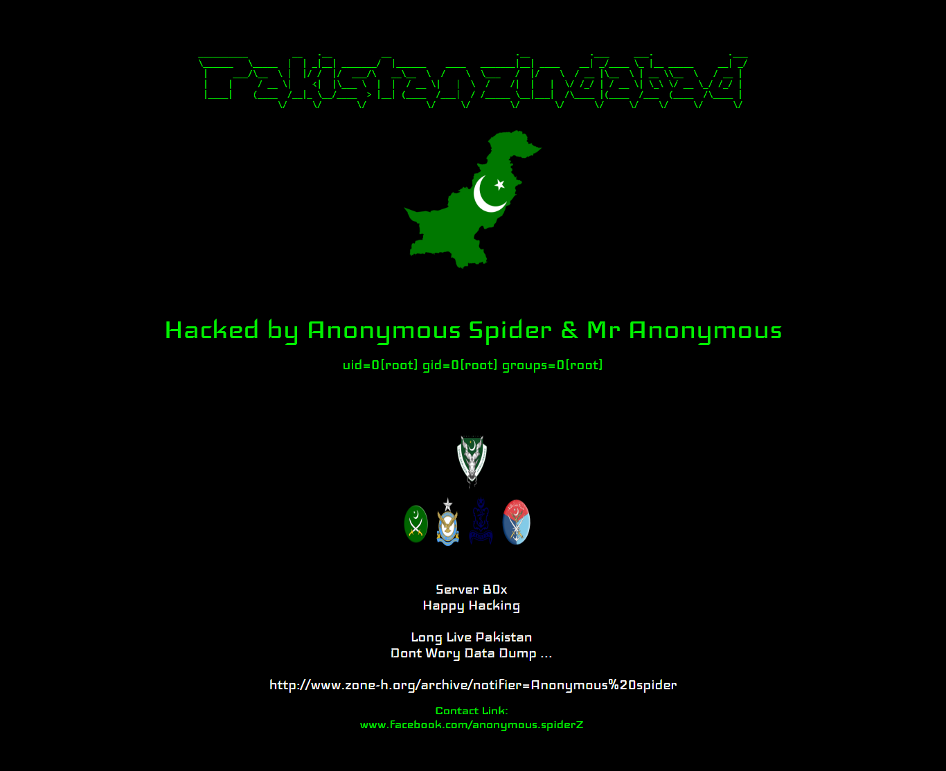 Mensagem colocada no site faz referência ao Paquistão