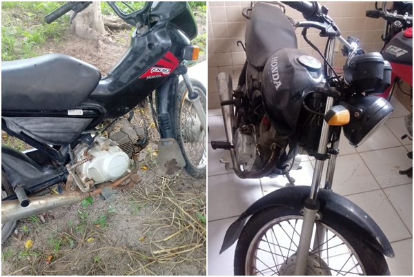 Duas motocicletas com restrição foram recuperadas pelo destacamento de Araçagi, na PB- Foto: reprodução PATRULHANDONASRUAS