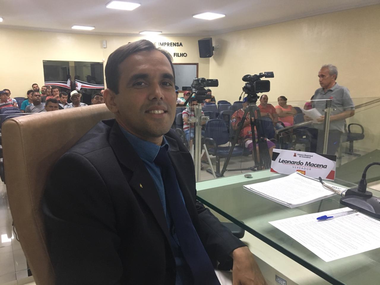 Vereador Leonardo Macena (PPS) na Câmara Municipal de Guarabira (PB).
