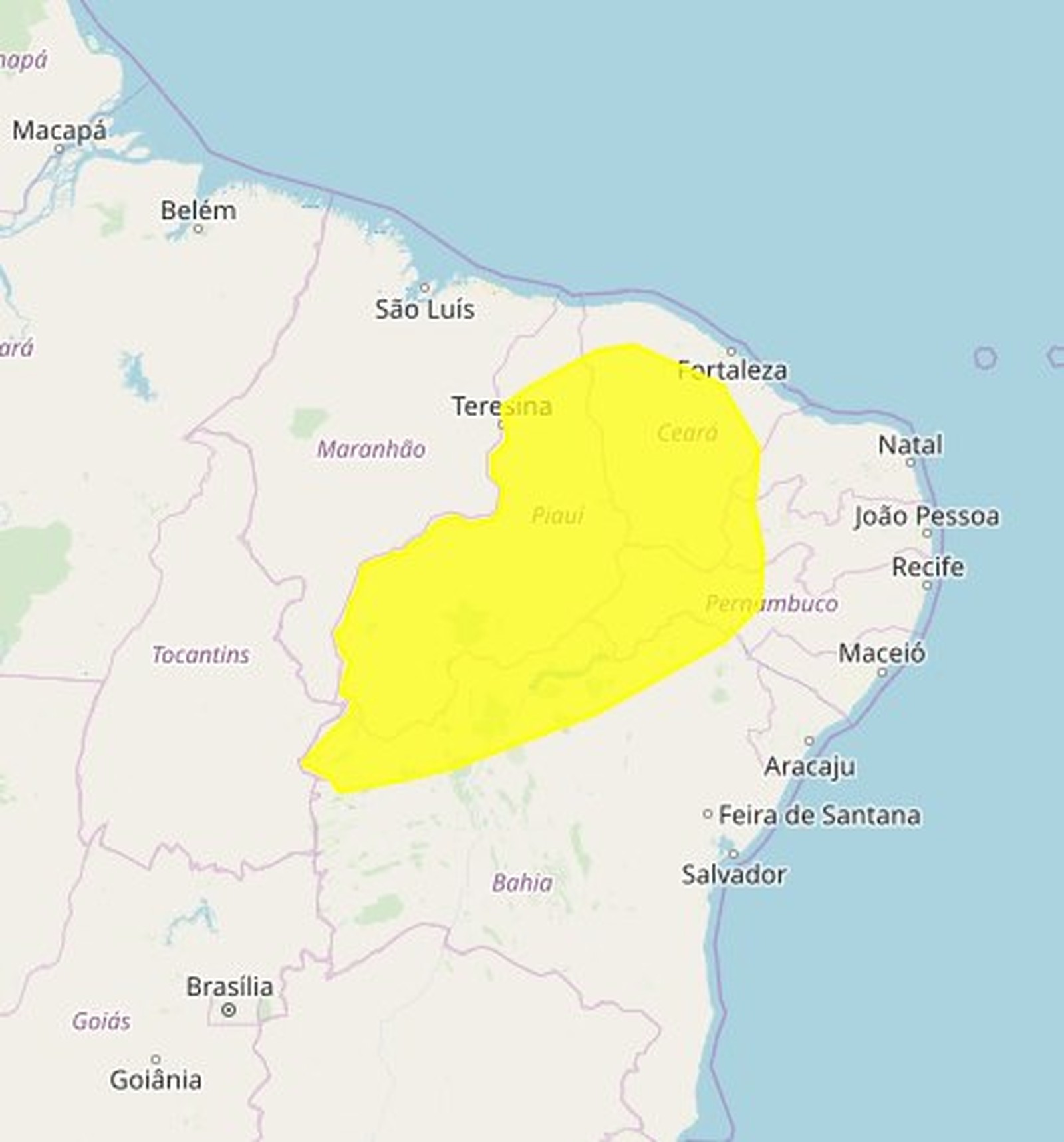 Alerta de chuvas intensas para mais de 40 cidades do Sertão da Paraíba — Foto: Reprodução/Inmet